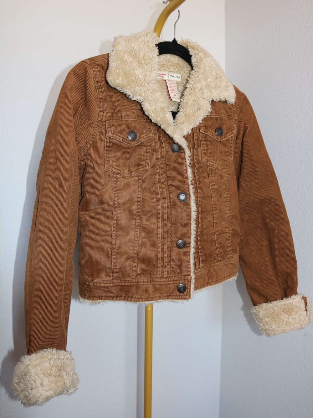 Vintage Abercrombie & Fitch XS Brown Corduroy Sherpa Lined Jacket Cozy Y2K Fall